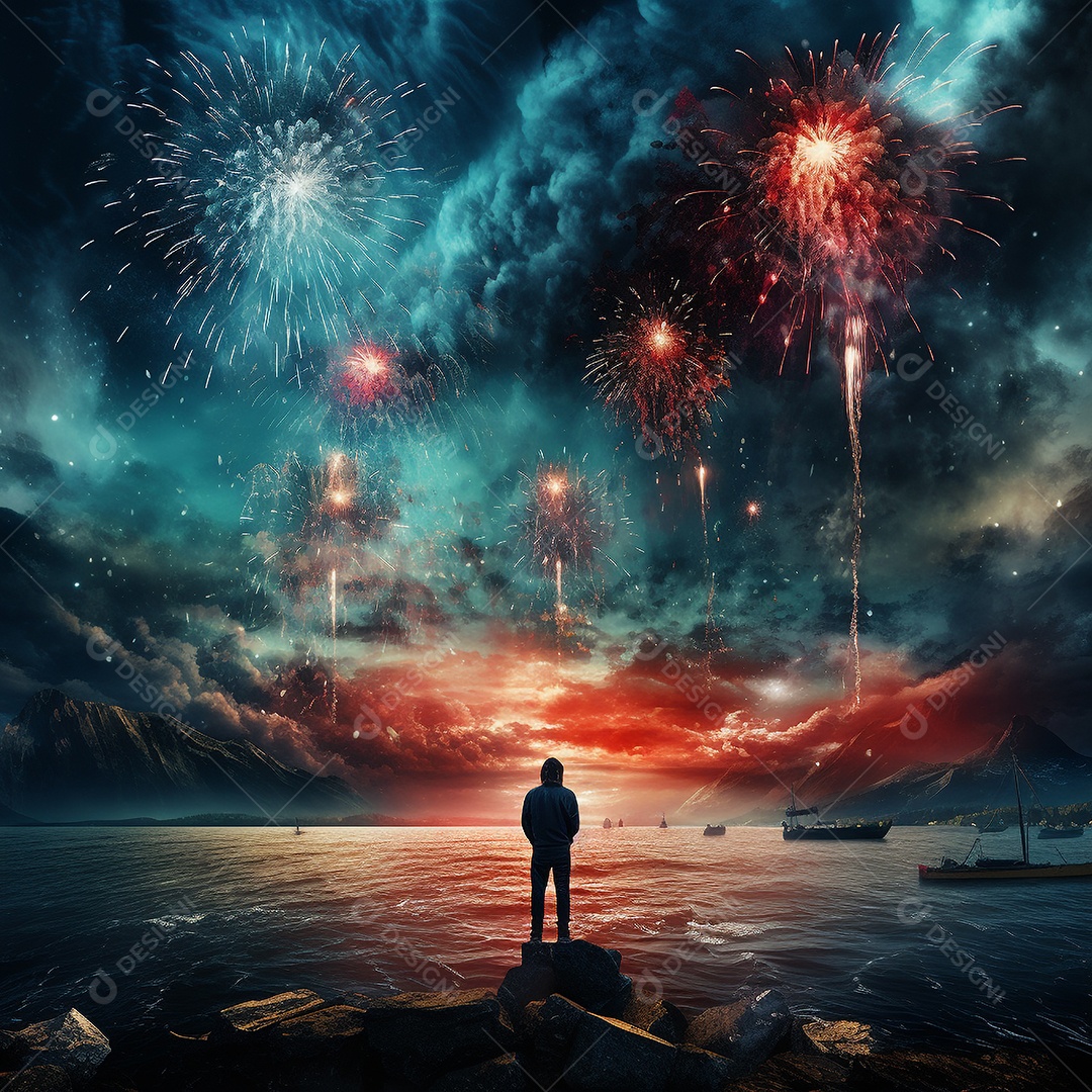 Fogos de artíficios cor cheia de fumaça