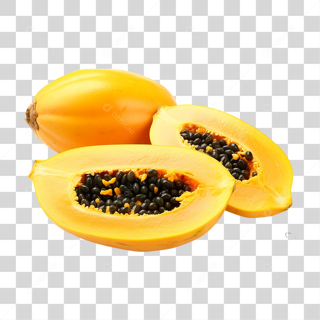 Mamão Cortado PNG Transparente