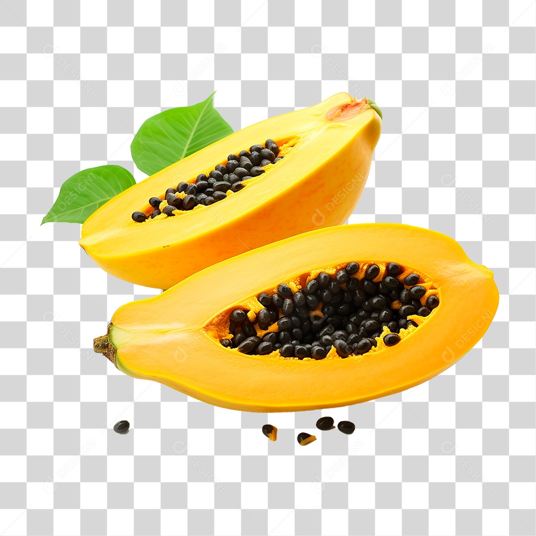Mamão Cortado PNG Transparente