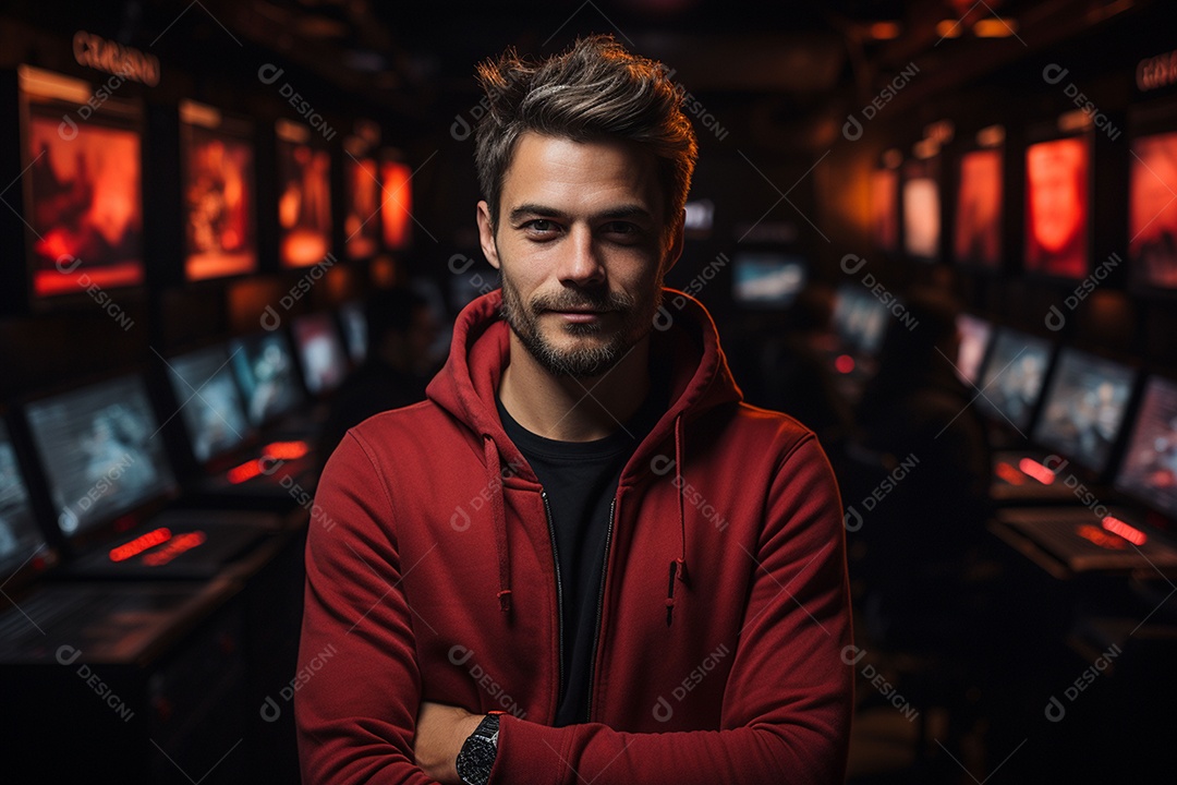 Homem jogador de sucesso na área