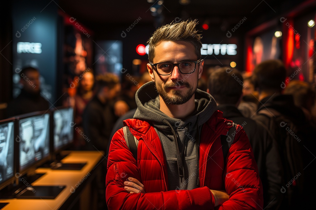 Homem jogador de sucesso na área