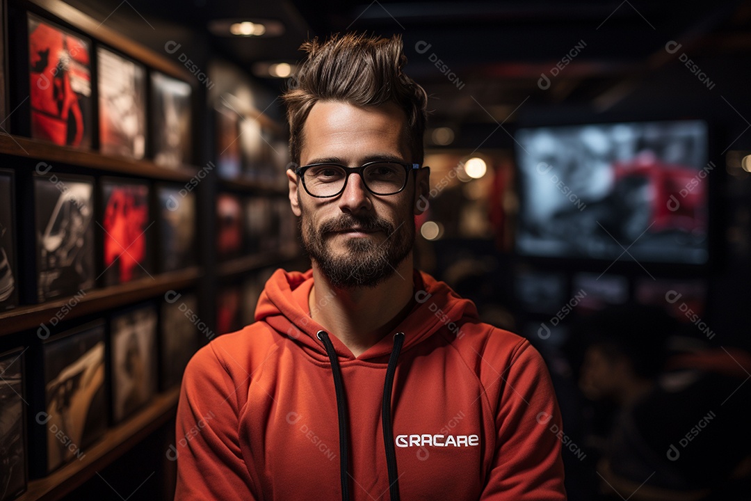 Homem jovem de sucesso na área de jogos