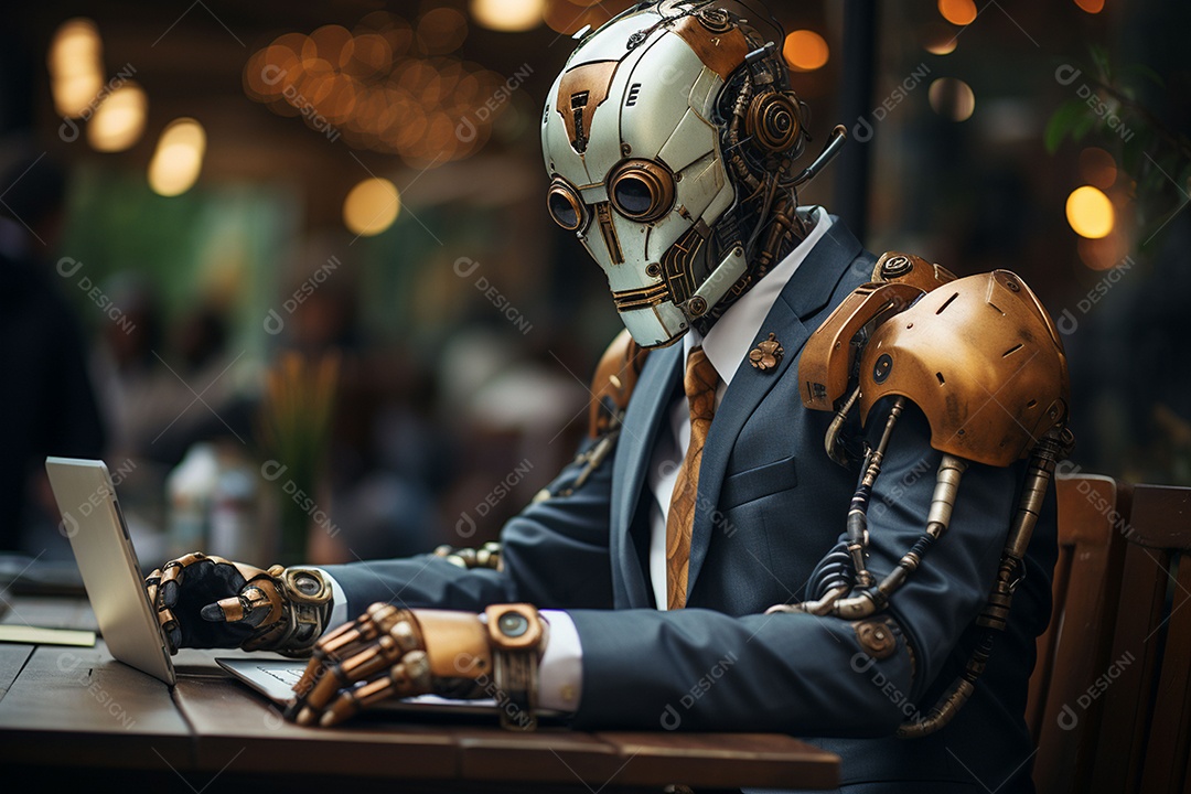 Robô fazendo trabalho de escritório