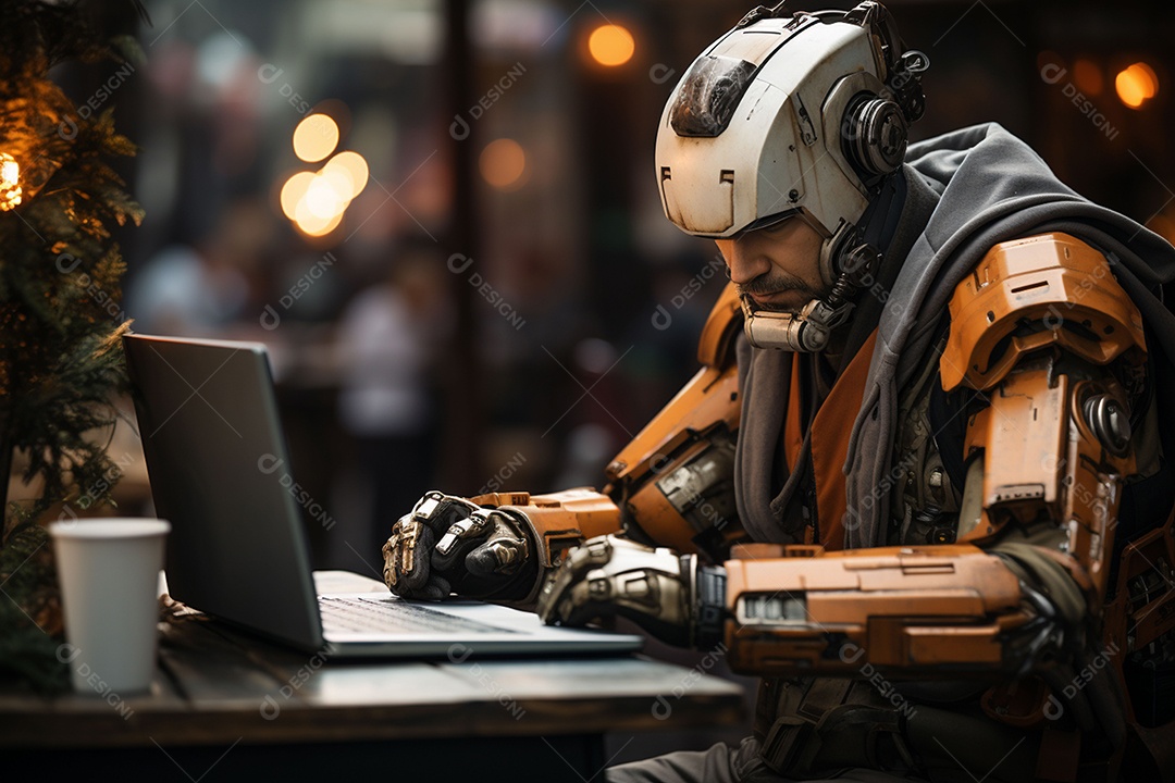 Robô fazendo trabalho de escritório