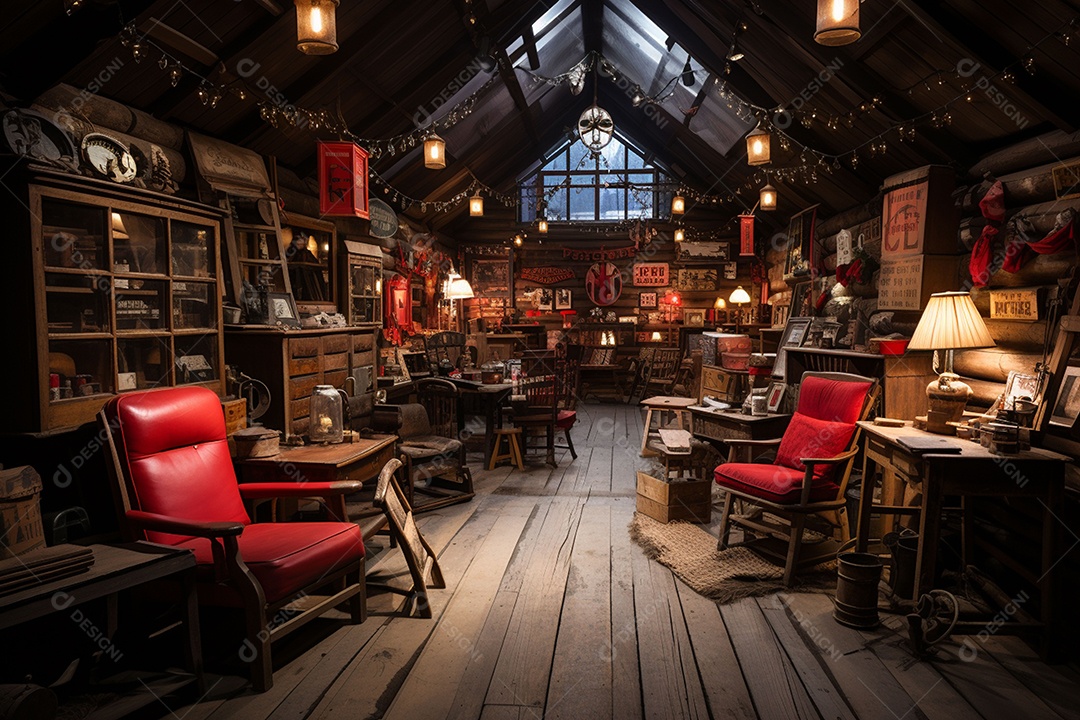 Interior do chalé do papai noel