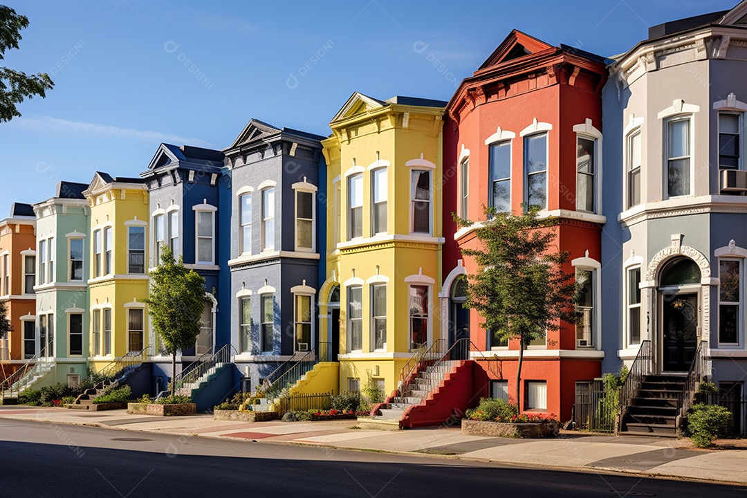 Fileira de belas casas na cidade