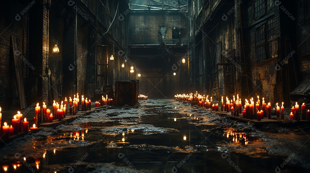 Galpão com luzes estúdio vintage