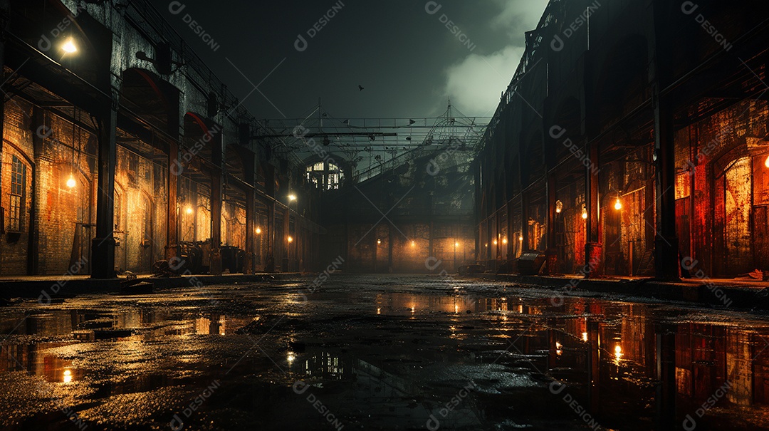 Galpão com luzes estúdio vintage