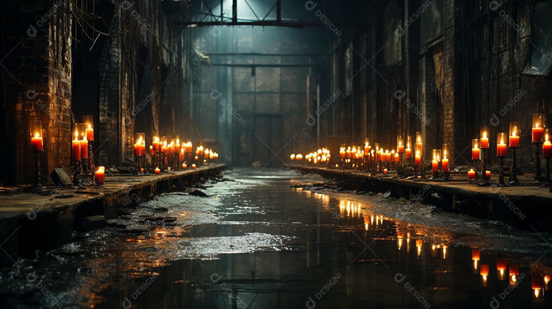 Galpão com luzes estúdio vintage