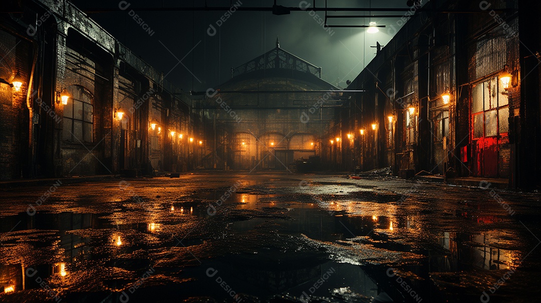 Galpão com luzes estúdio vintage