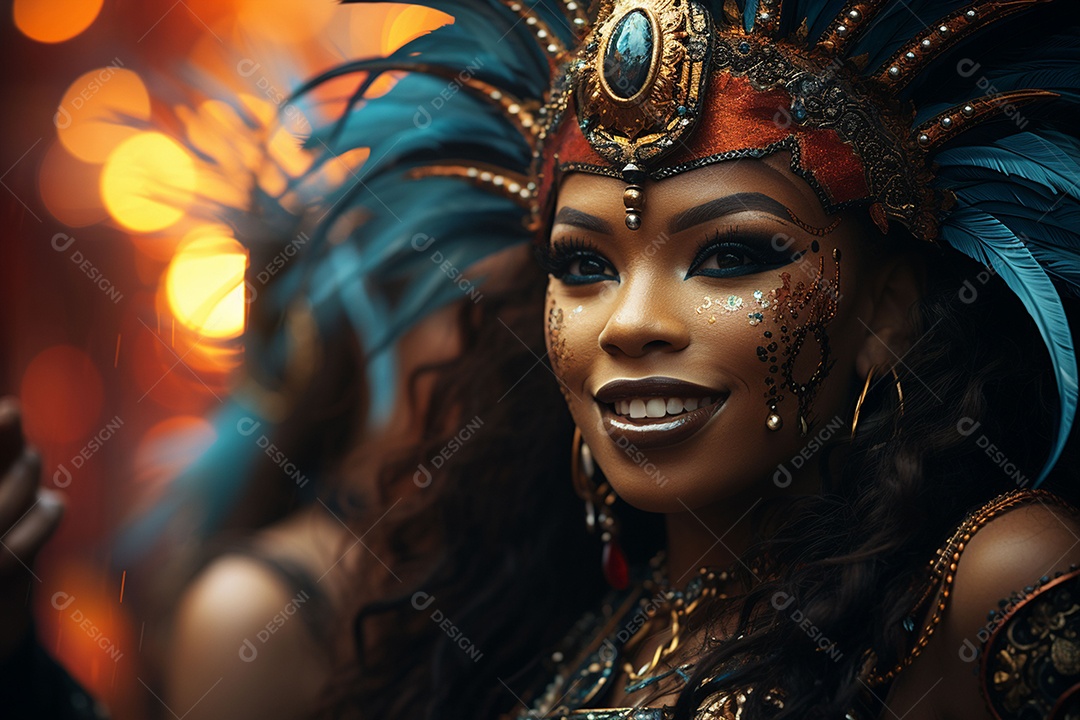 Linda sambista morena no carnaval