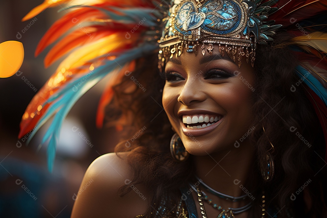 Linda sambista morena no carnaval