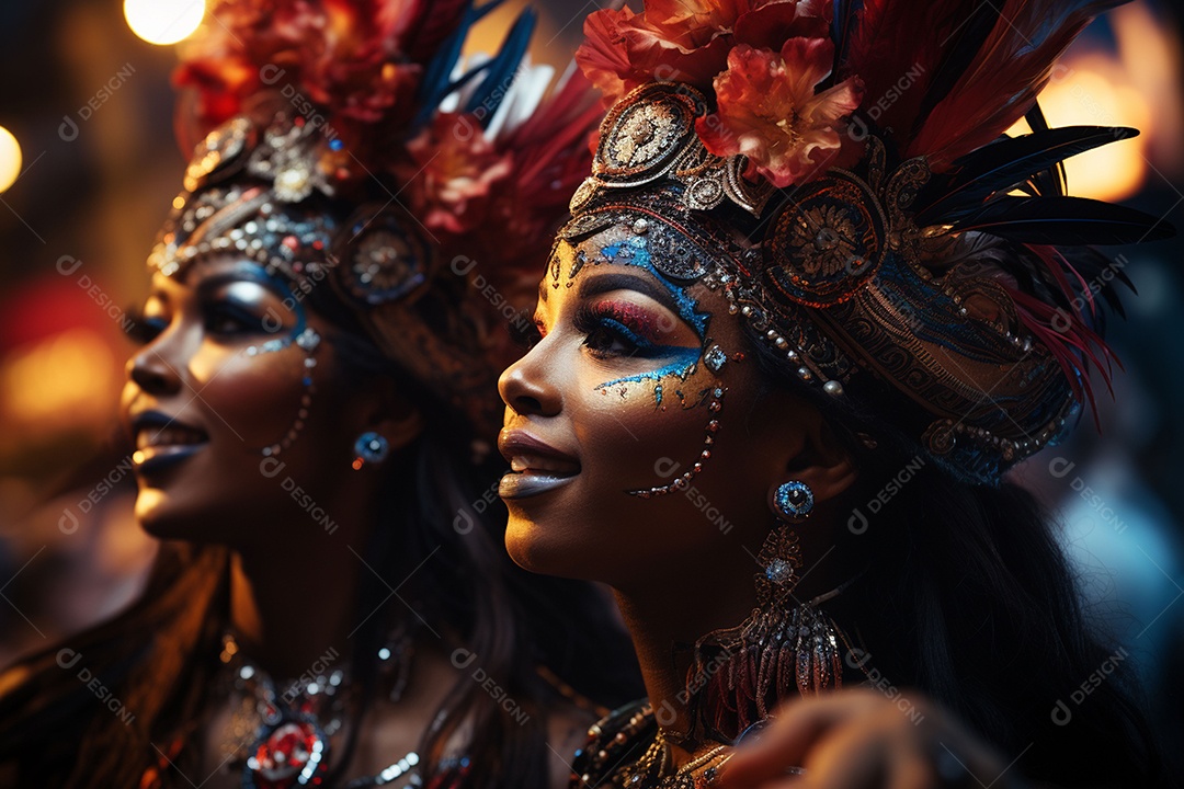 Lindas sambistas no carnaval fantasiada