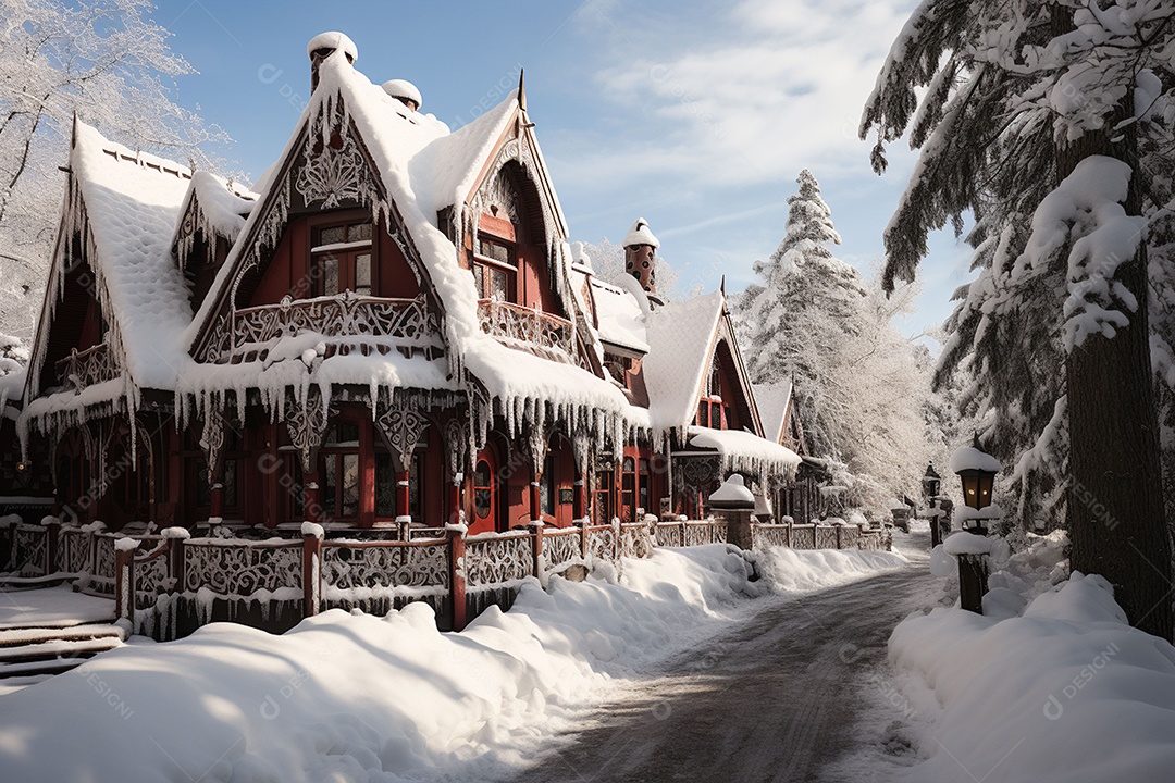 Vila do Papai Noel perfeita no inverno