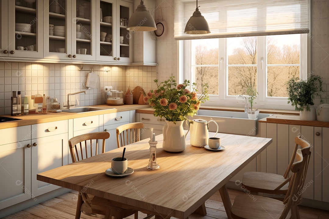 Interior da cozinha escandinava