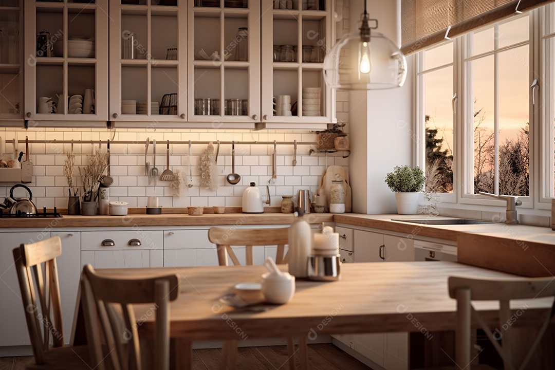 Interior da cozinha escandinava