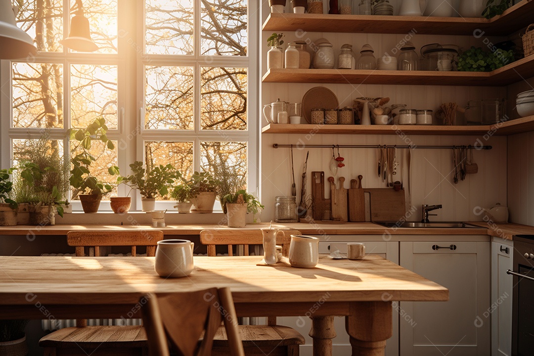 Interior da cozinha escandinava