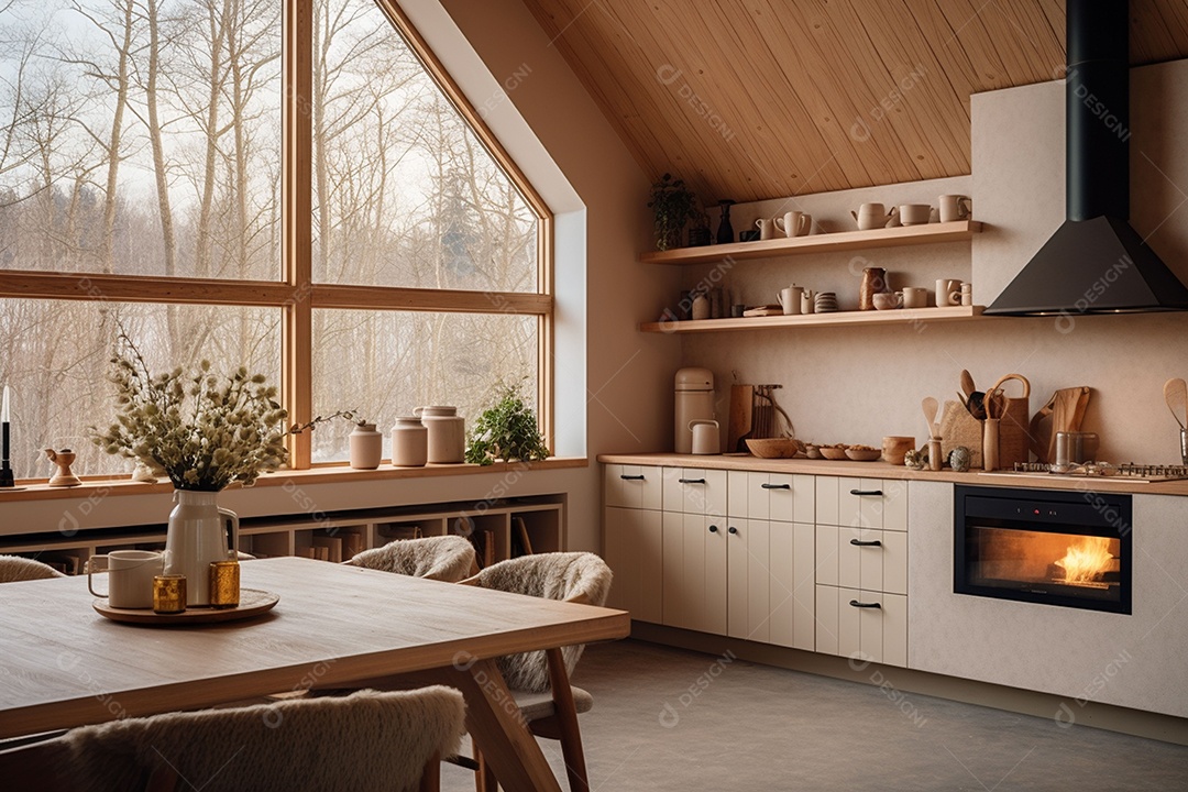 Interior da cozinha escandinava