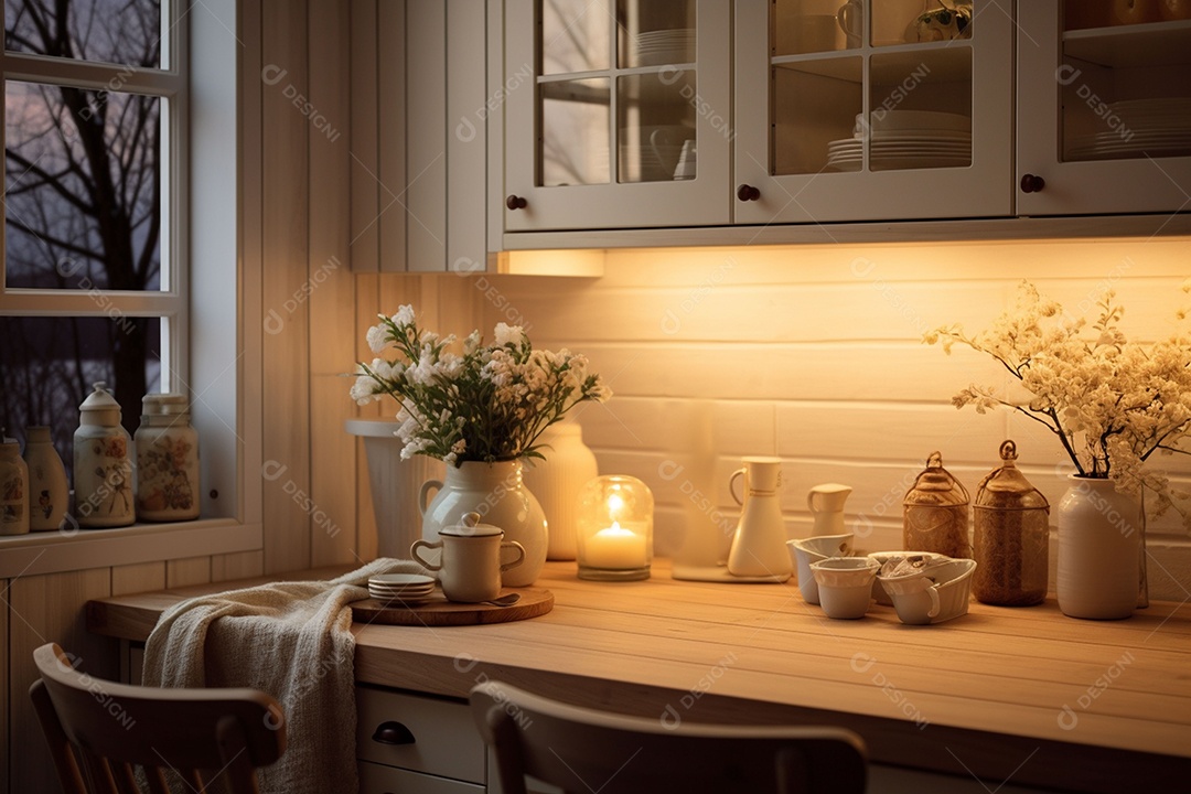 Interior da cozinha escandinava