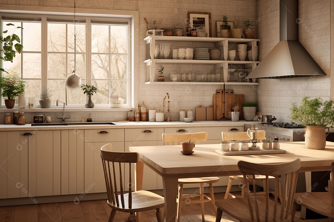 Interior da cozinha escandinava