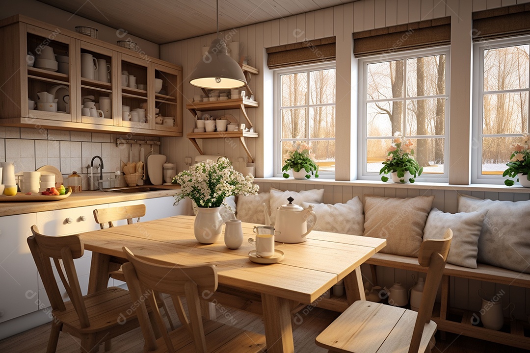 Interior da cozinha escandinava