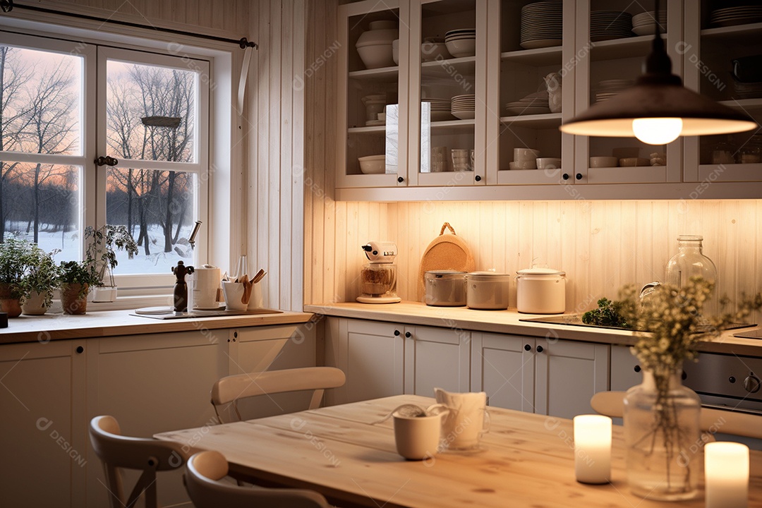 Interior da cozinha escandinava