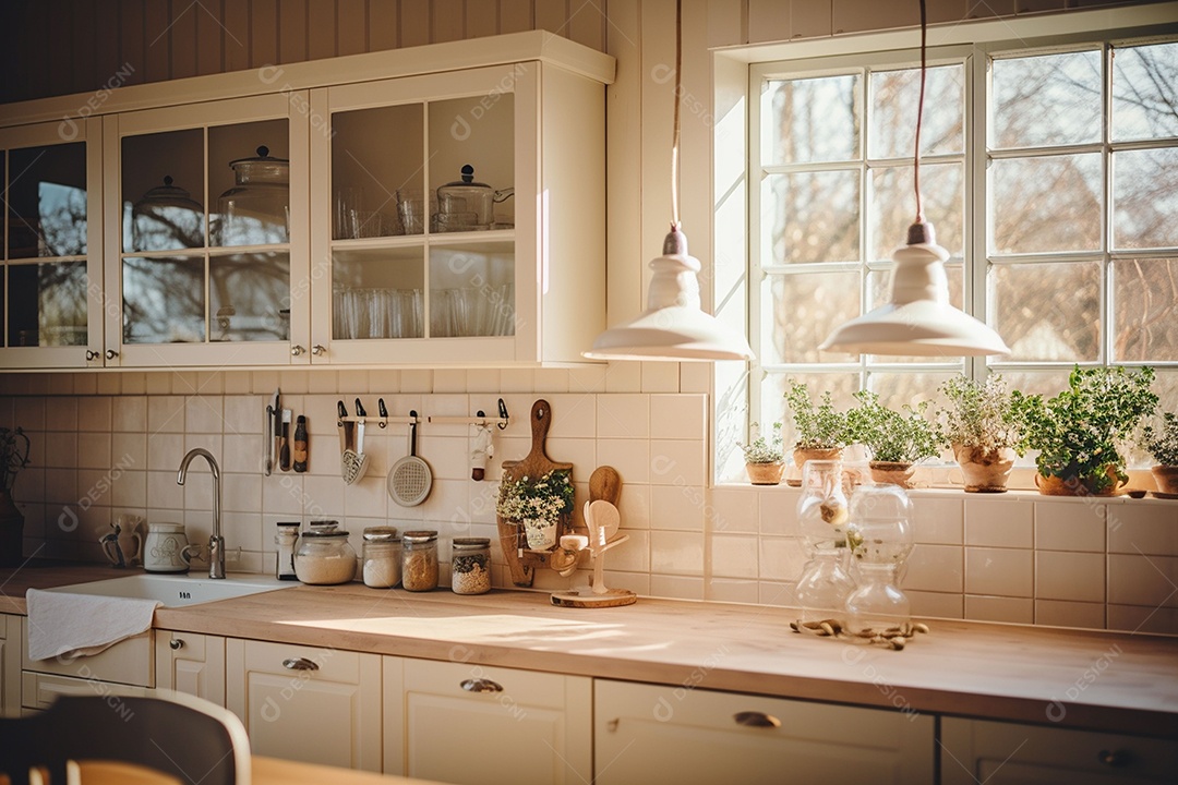 Interior da cozinha escandinava