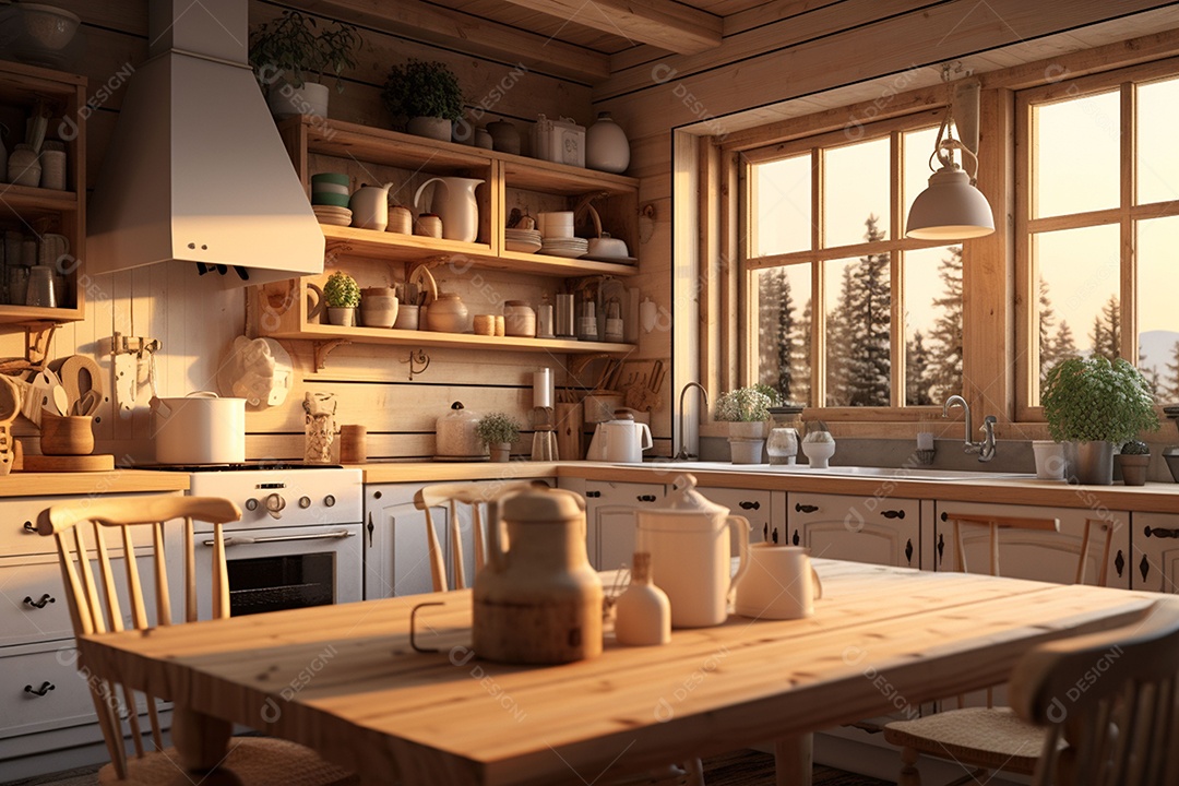 Interior da cozinha escandinava