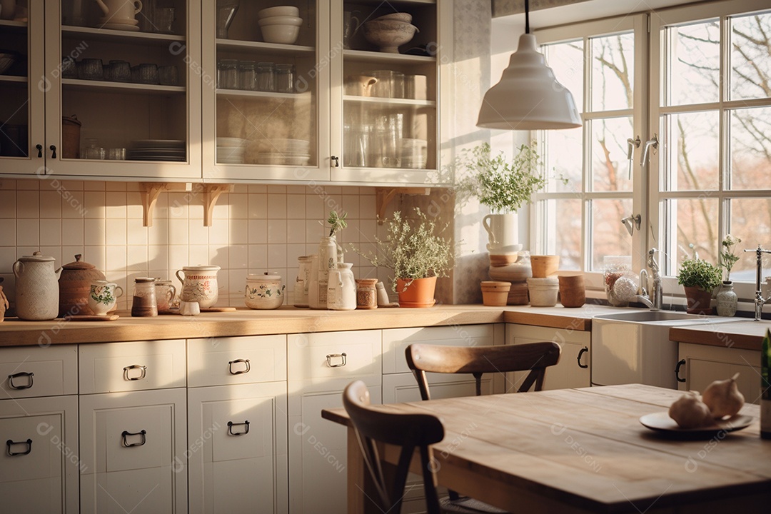 Interior da cozinha escandinava
