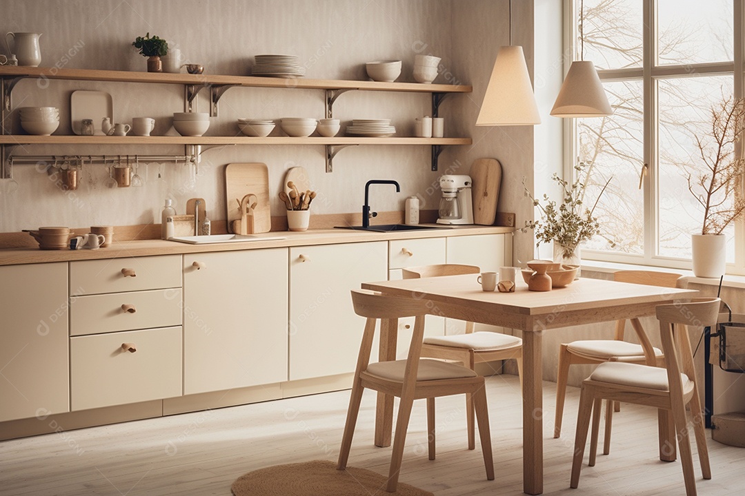 Interior da cozinha escandinava