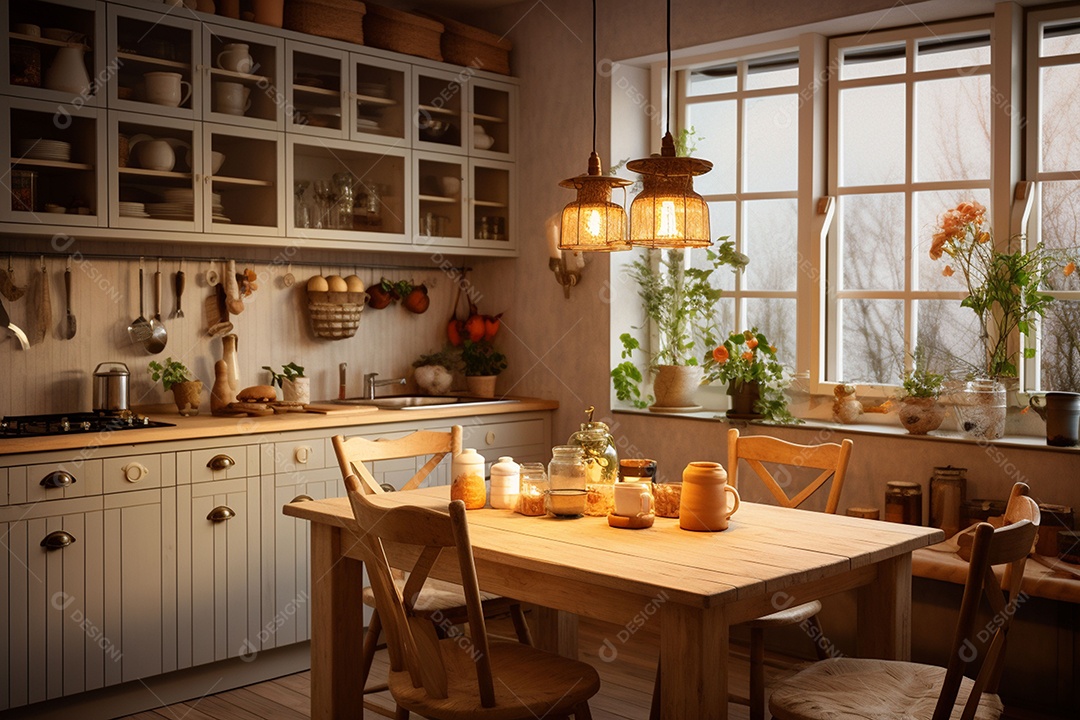 Interior da cozinha escandinava