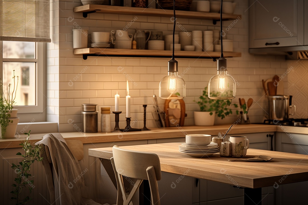 Interior da cozinha escandinava