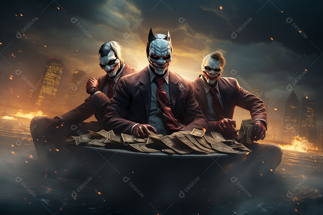 Visão frontal do rosto de um palhaço