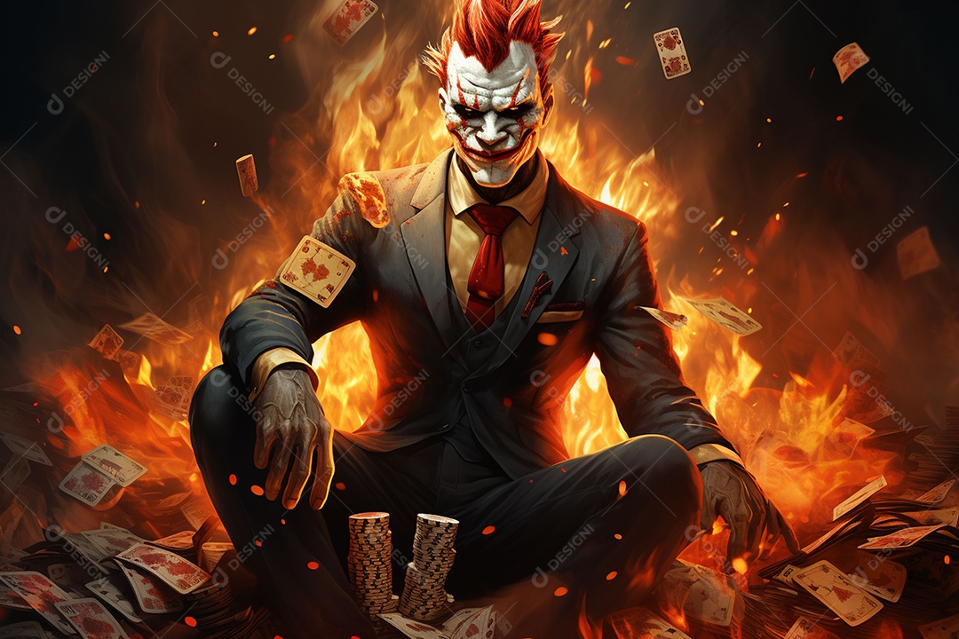 Visão frontal do rosto de um palhaço