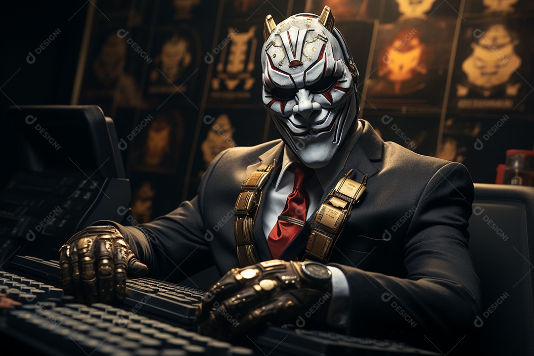 Visão frontal do rosto de um palhaço