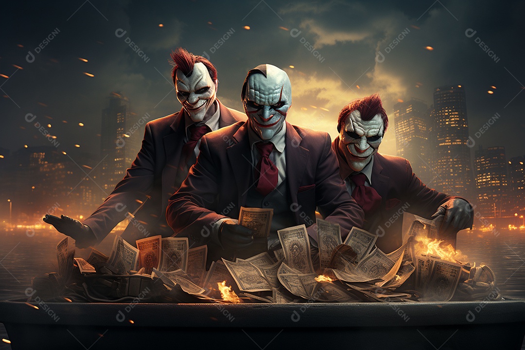 Visão frontal do rosto de um palhaço