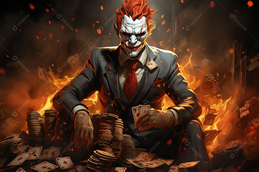 Visão frontal do rosto de um palhaço