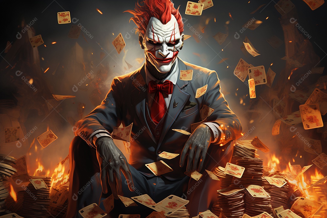 Visão frontal do rosto de um palhaço