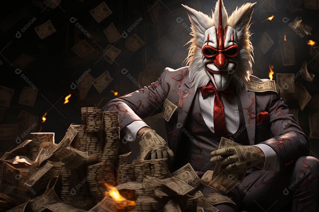 Visão frontal do rosto de um palhaço