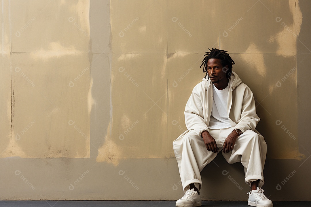 Vista lateral de um belo e estiloso homem afro-americano