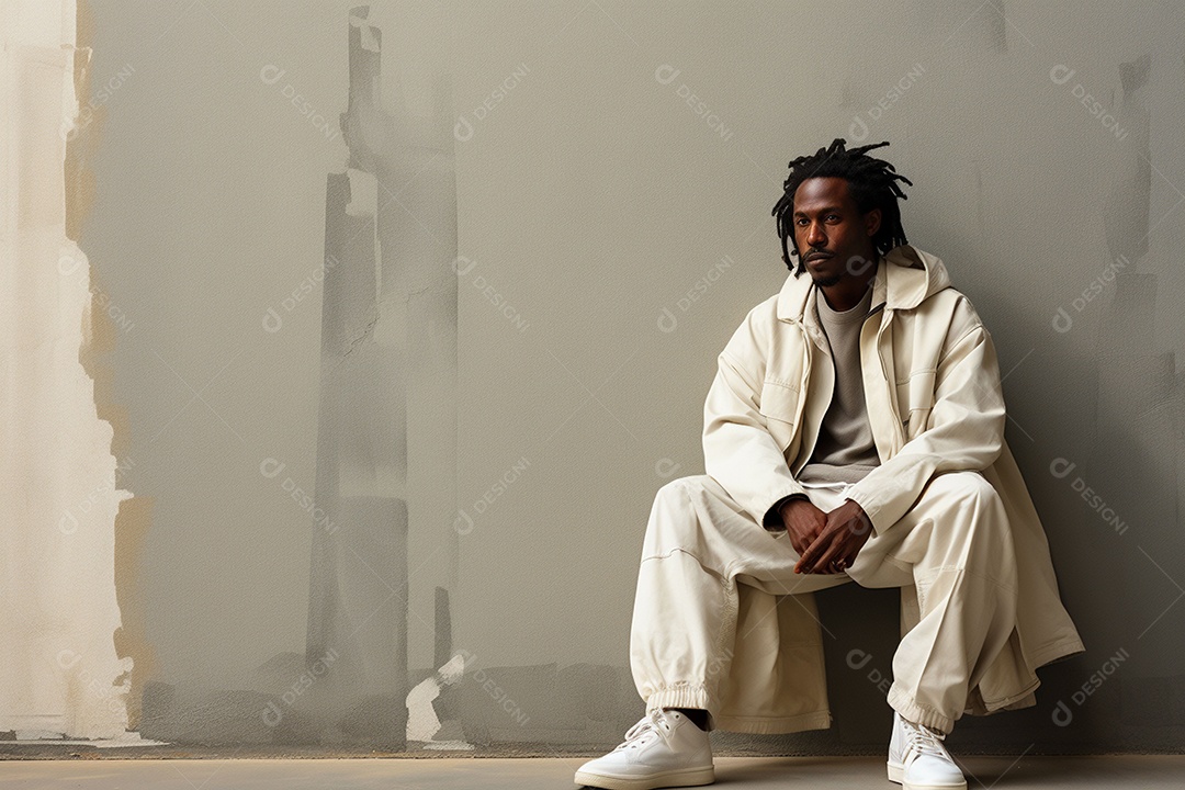 Vista lateral de um belo e estiloso homem afro-americano