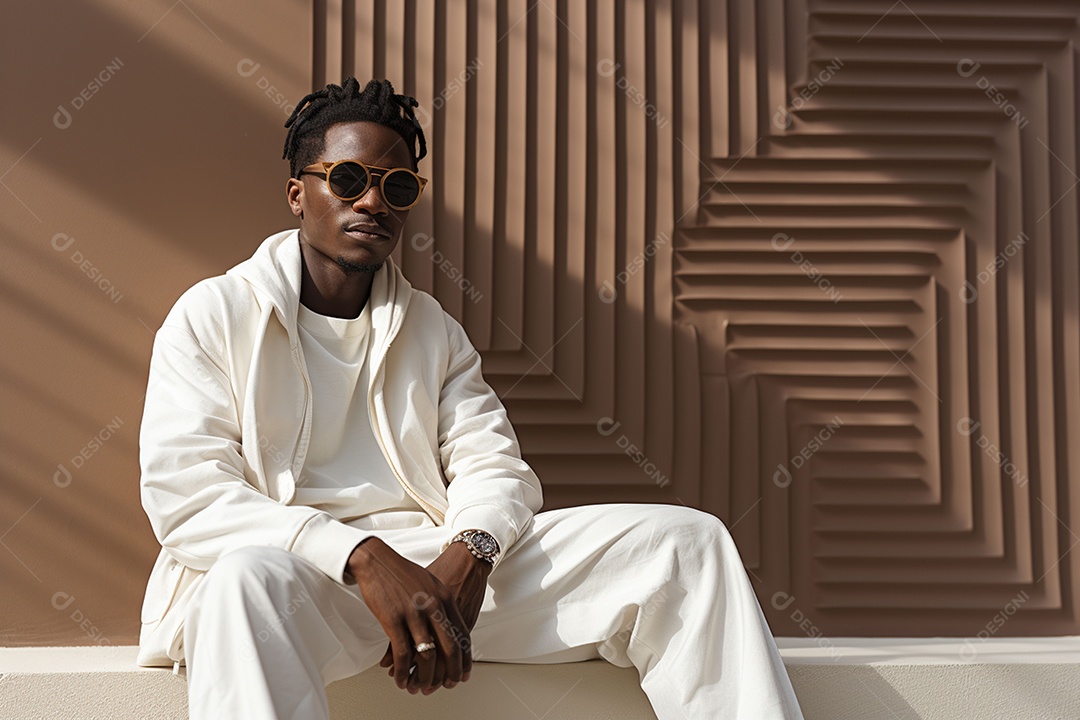 Vista lateral de um belo e estiloso homem afro-americano