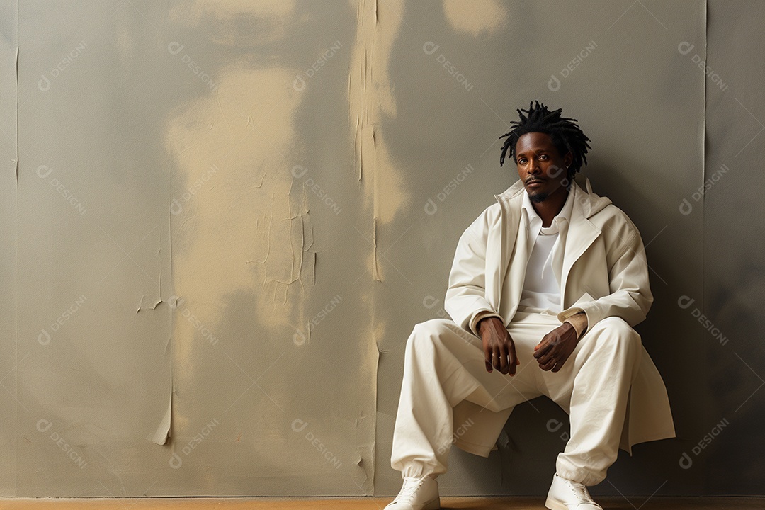 Vista lateral de um belo e estiloso homem afro-americano