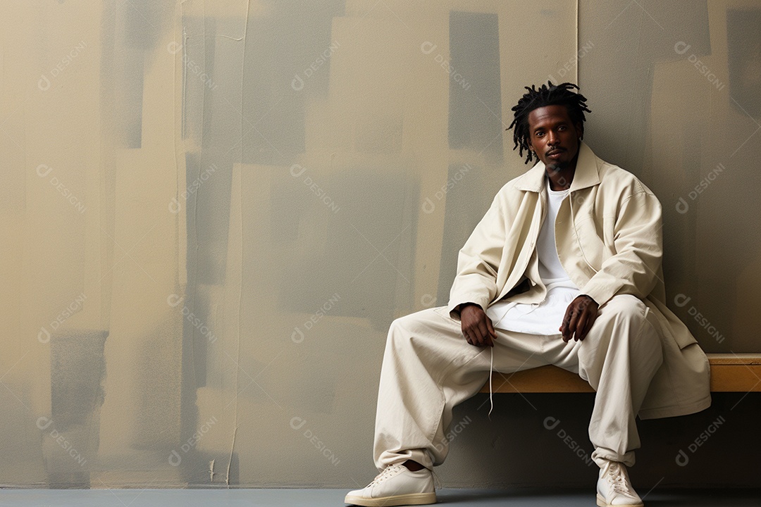 Vista lateral de um belo e estiloso homem afro-americano