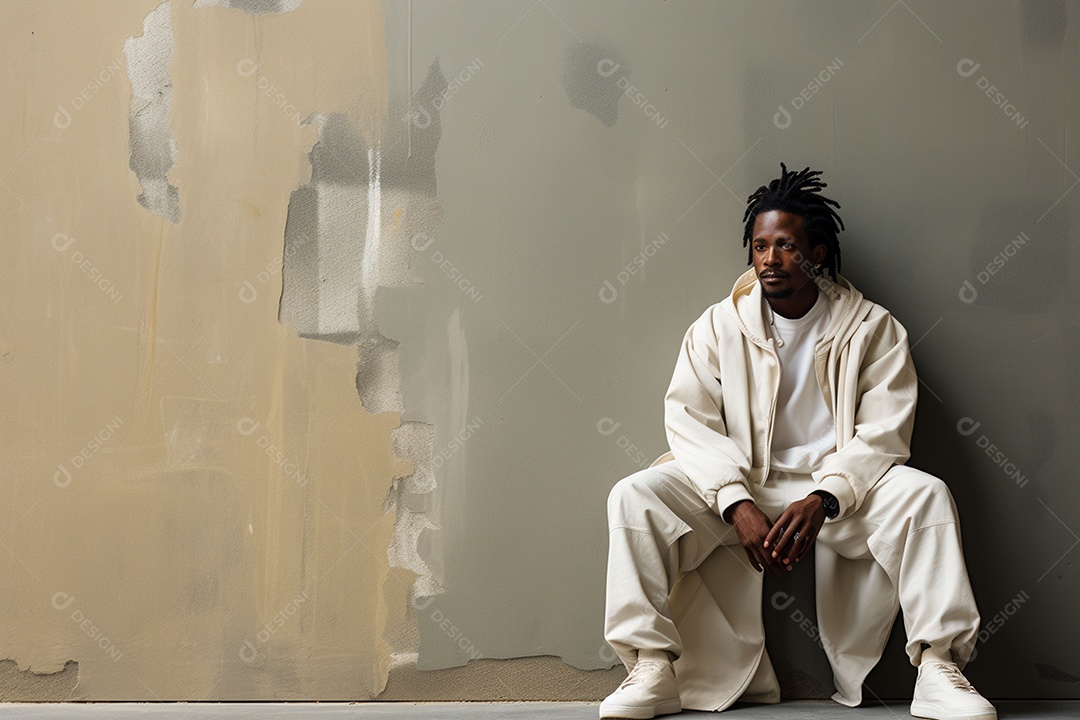 Vista lateral de um belo e estiloso homem afro-americano