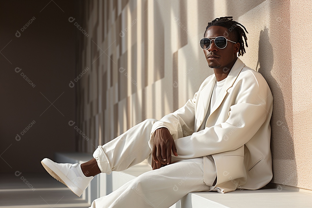 Vista lateral de um belo e estiloso homem afro-americano