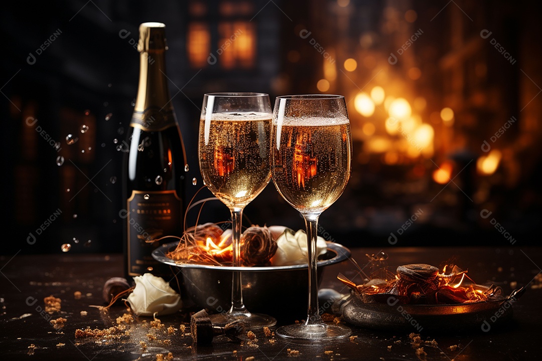 Bebida comemorativa com fundo lindo