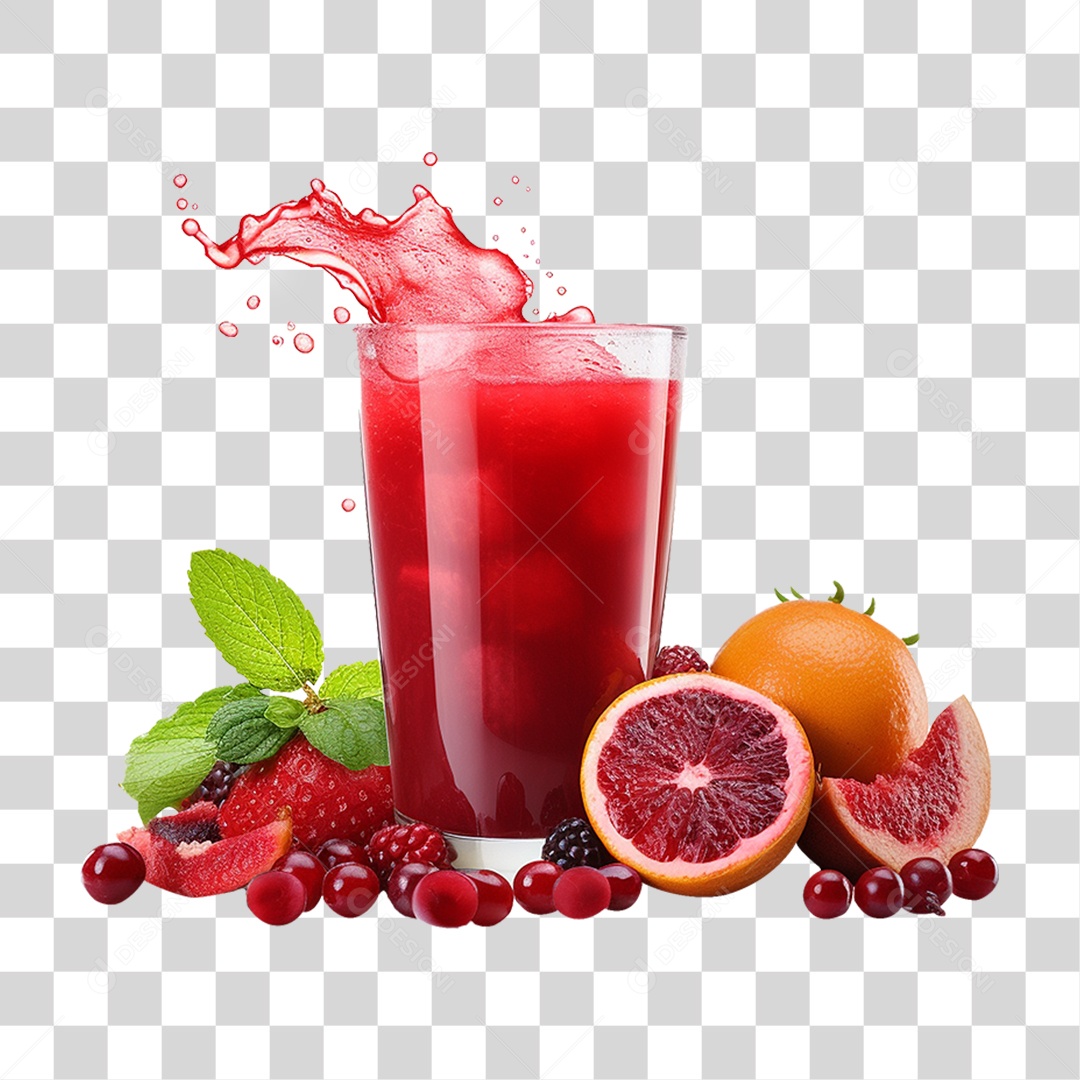 Copo de Suco Frutas PNG Transparente
