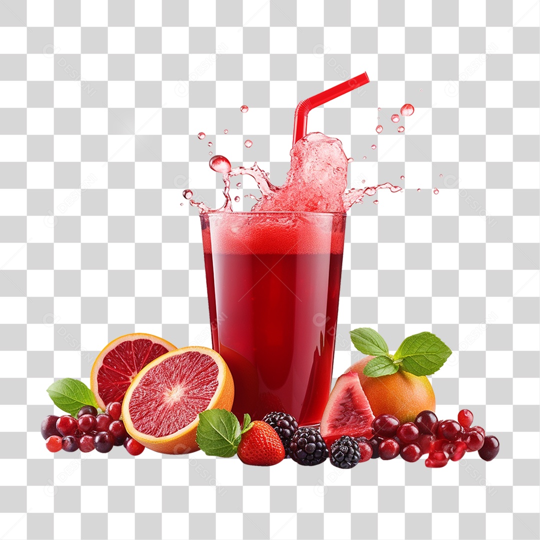 Copo de Suco Frutas PNG Transparente