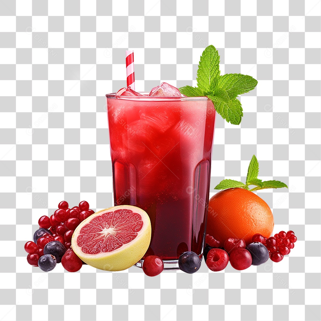 Copo de Suco Frutas PNG Transparente